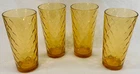 Vtg Anchor Hocking Tumbler Set of 4 Amber Honeycomb Tall Drinking Glasses 6 1/4"