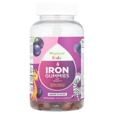 2 X Phytoral, Kids, Iron Gummies with Vitamin C, Grape, 120 Gummies