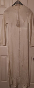 SheIn Ivory S/M Crew Neck Long Sleeve Blouson Midi Dress Embroidered Zip
