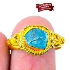 Aquamarine Stone Solid Sterling Silver Statement Sister Ring Jewelry Size 8.5