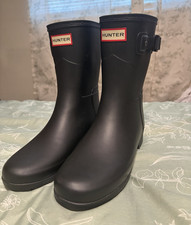 Hunter Original Refined Short Women s Black Rubber Waterproof Rain Boots US 5