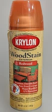Krylon WoodStain Exterior REDWOOD - Water Repellent - UV Protection - 12 Oz.