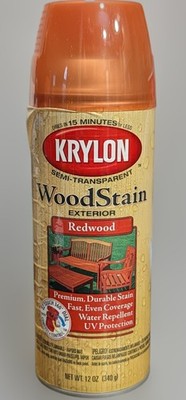 Krylon WoodStain Exterior REDWOOD - Water Repellent - UV Protection - 12 Oz.