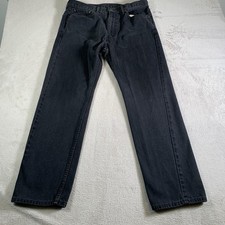 Levis 505 Jeans Mens 36x32 Black Denim Straight Leg Classic Fit Pants Cotton