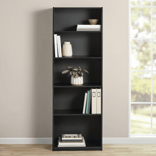5-Shelf Bookcase W/ Adjustable Shelves True Black Oak