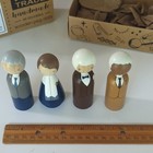 Goose Grease Handmade Hand Painted Wood Peg Doll Set 4pc 3.5in Scientists — photo 9