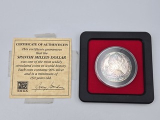 1783 Mo FF Spanish Empire 8 Reales Silver Coin COA Display Case Set