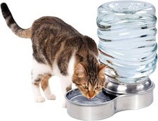 Etna Stainless Steel Pet Dog Cat Water Fountain Bowl, Holds 3 STAINLESS STEEL