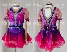 Ice Figure Skating Dress Rhythmic Gymnastics Twirling Competition pink dyeing