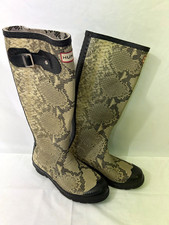 Hunter Tan Rubber Rain BOOTS Original Carnaby Snake Tall Size 6 Women's