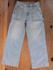 American Eagle Carpenter Jeans Women 6 Light Wash Super High Rise Baggy Wide Leg