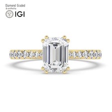 Emerald Diamond Engagement Ring 18k Yellow Gold Labgrown 1.80 Ct Solitaire