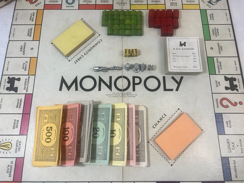 1936 Monopoly Board Game Black Box Parker Brothers RARE- See Description - Image 3 of 4
