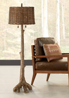Forrest Sequoia Rustic Floor Lamp 61'' Tall Tree Trunk Faux Wood for Living Room
