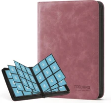 Trading Card Binder, 9 Side Loading Pocket Card Album Hold Up to 540, Zipper Bin