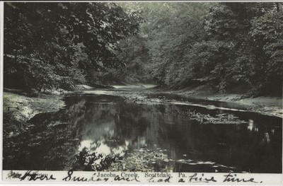 Laminated Reproduction Postcard Scottdale PA Jacobs Creek 1907