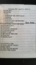 BILLY JOEL - ORIGINAL NOT A COPY ST. LOUIS APRIL 11, 2014 CONCERT USED SETLIST