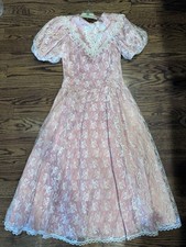 Gunne Sax By Jessica McClintock Pink Lace Dress Size Cottage Core see Photos BH