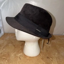 New Stetson Black Felt Trilby Short Brim Fedora Gentleman’s Hat Men’s Size Large