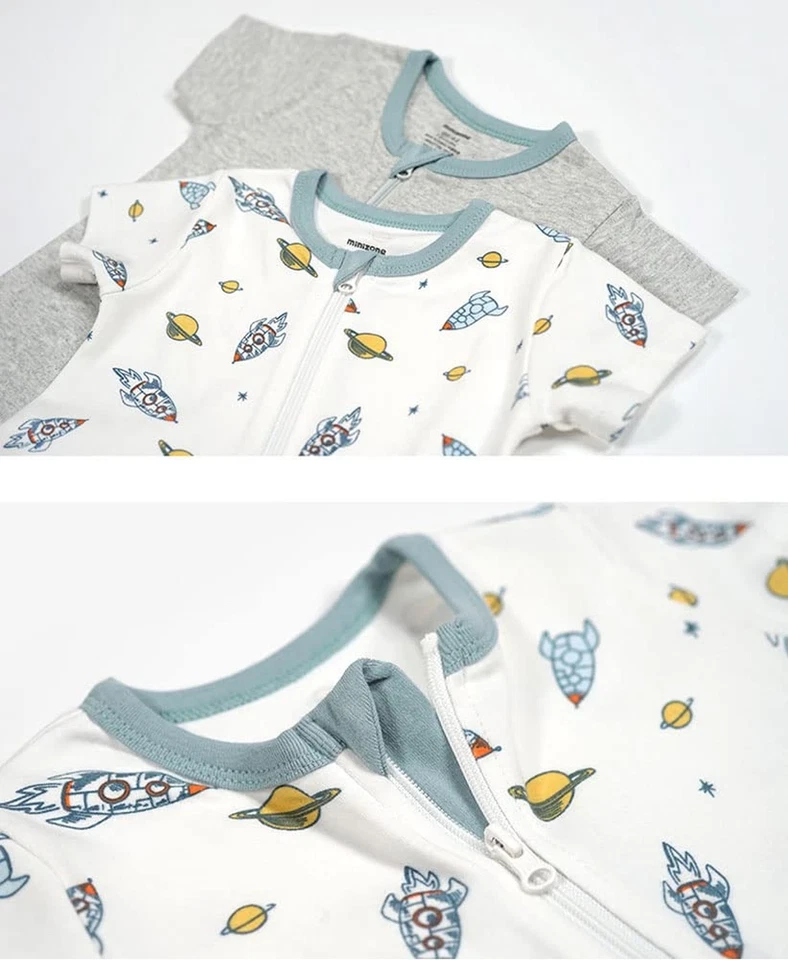 Teach Leanbh Bebé Niños Niñas Paquete de 2 Vías Cremallera Pijama Sin Pies Algodón Corto... Foto 2 de 4