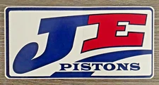 JE PISTONS DECALS / STICKERS CONTINGENCY  NHRA  /  NASCAR   7 -1/4 " x  3 -1/2 "