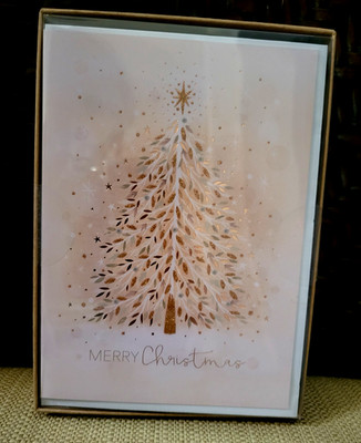 15 Graphique De France Boxed Cards Gold Tree Classic Holiday ''Merry Christmas''