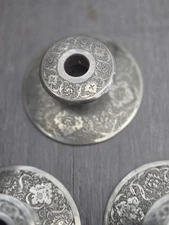 exceptional Antique  Middle Eastern Solid Silver Candle Holder