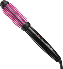 Silicone Bristle Heated Hair Styling Brush 1 Inch Barrel Black Pink Professional