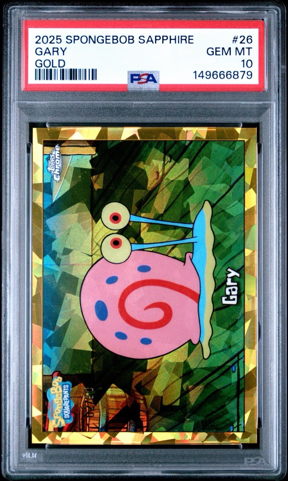 2025 Topps SpongeBob Sapphire Gary #26 Gold /50 PSA 10 Gem Mint