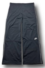 Nike Vintage Track Pants Open Leg Trousers Grey White Y2K XL Fit M 108cm