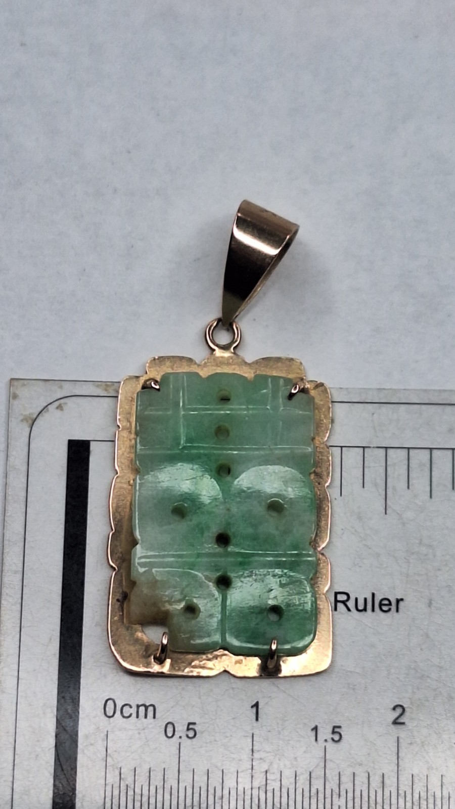 14k Gold Jade Pendant - Gem
