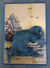 Vintage Pure Copper Embossed Beaver Wall Hanging signed original hand painted.