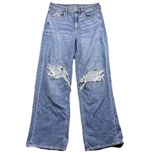 American Eagle Outfitters Super High Rise Baggy Wide Leg Jeans Light Wash Size 6