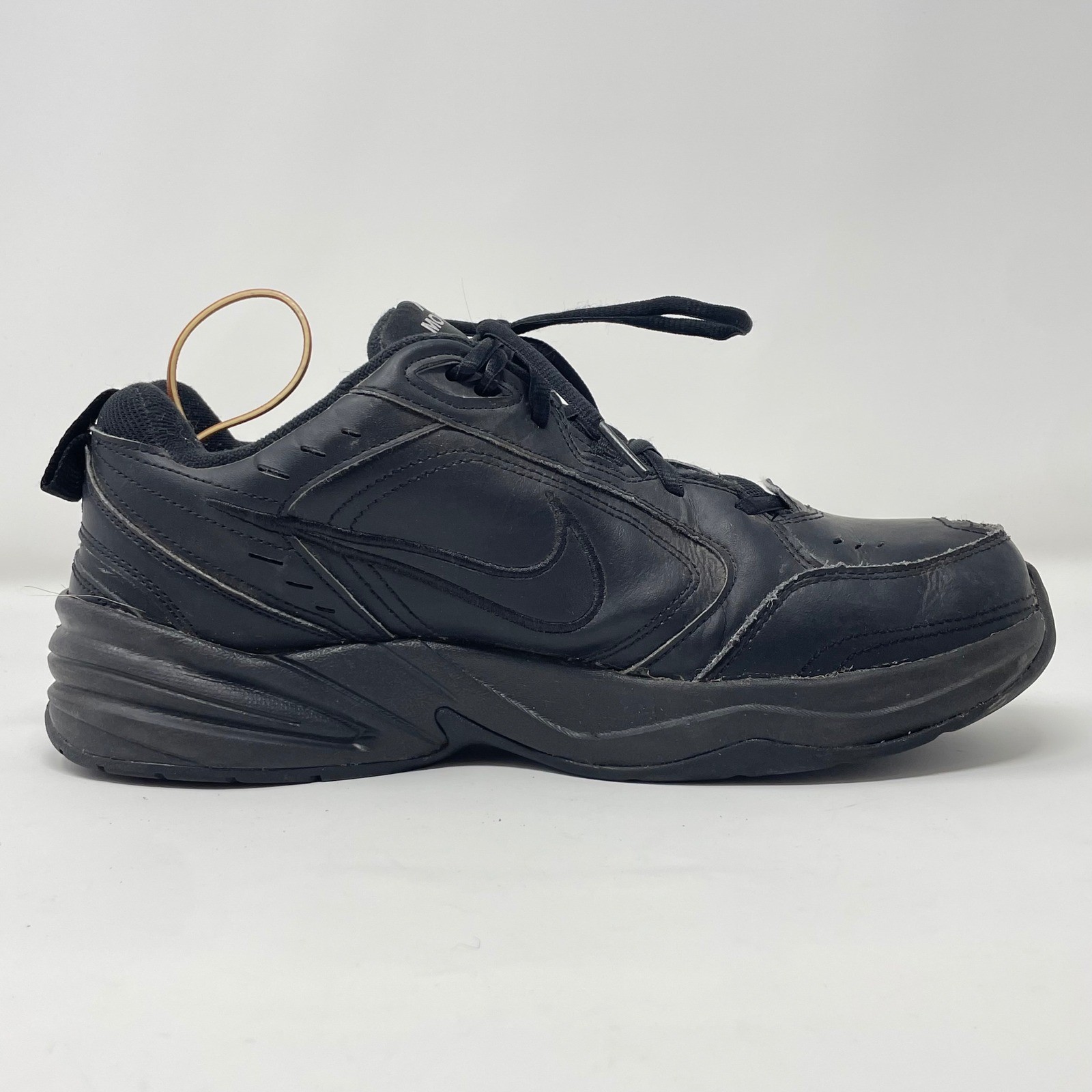 Nike Air Monarch IV Mens Training Shoes Triple Black Leather 415445-001 Size 10