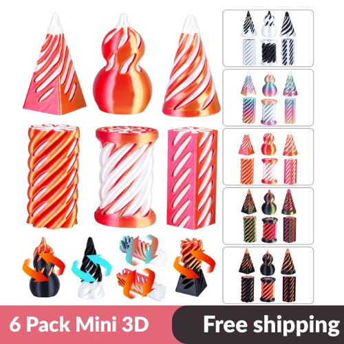 6 Pack Spiral Cone Fidget Toys 3D Printed Impossible Pass-Through Anxiety Toy