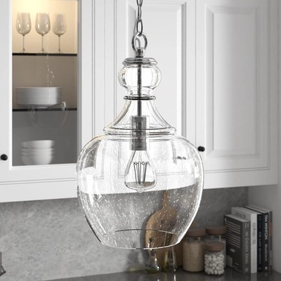 Verona 11'' Wide Pendant With Glass Shade in Brushed Nickel/Seeded Glass Open Box