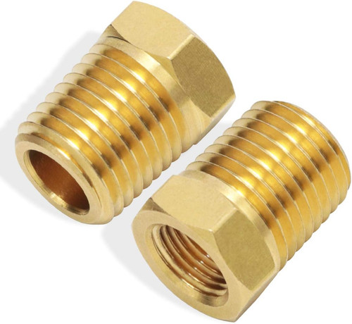 1/4 NPT Male to 1/8 NPT Female Brass Hex Bushing Pipe Reducer Adapter 2 Pack