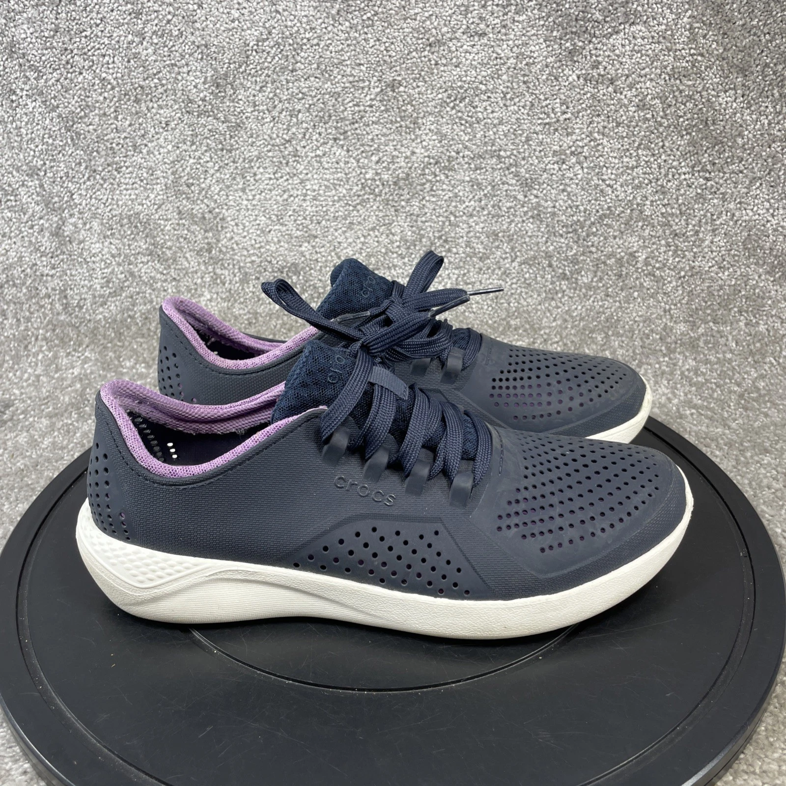 Crocs Shoes Womens Size 11 LiteRide Pacer Black Lazer Cut Casual Sneakers