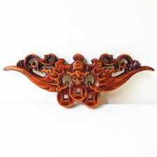 Dongyang Camphor Wood Hollow Carved Panel 26x9cm Wooden Corner Applique 1pc
