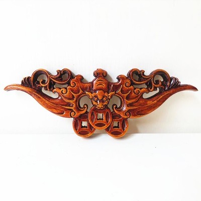 Dongyang Camphor Wood Hollow Carved Panel 26x9cm Wooden Corner Applique 1pc 