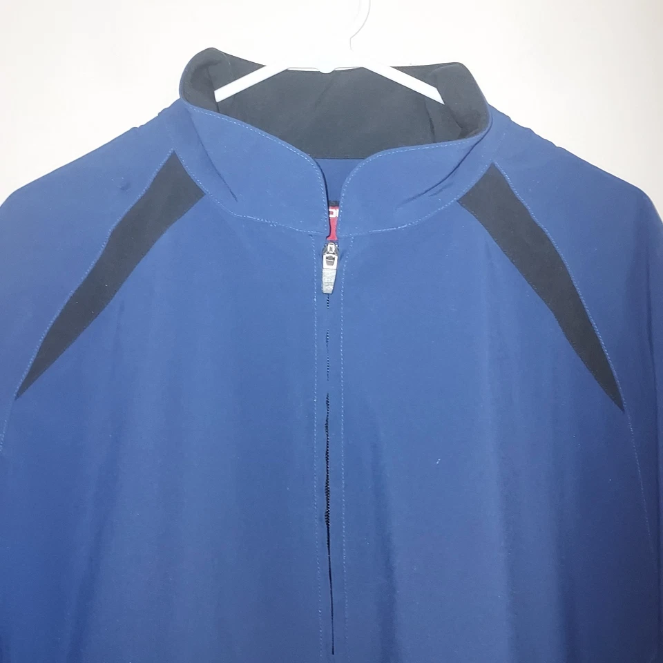Sun Mountain 男式高尔夫夹克大号短袖 1/2 拉链防风夹克蓝色 — 第 3/4 张图片
