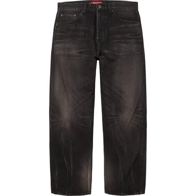 Supreme Distressed Loose Fit Selvedge Jean Washed Black | eBay