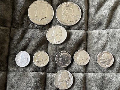 #ad Junk Silver Mixed x9 Coin Lot 1.411 Troy Ounces Of Silver 50c 25c 10c 5c $96.99