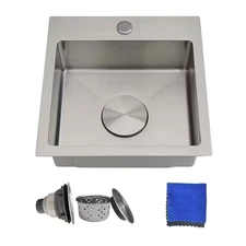 15In. Drop-In Bar Sink-18G Stainless Steel Single Bowl Brushed Finish 15 In. X 1