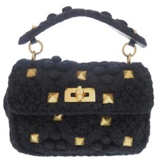 Excellent condition Valentino Garavani Roman studs cashmere handbag black gold h