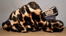 UGG Big Kid Youth Size 4 Fluff Yeah Slide Slipper Panther Print Leopard NIB