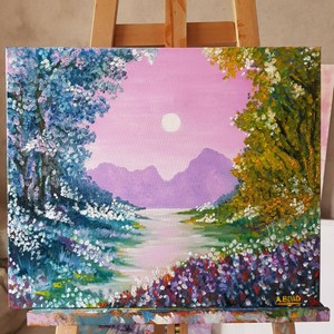 Pintura En Oleo Lienzo Bastidor Original Paisaje Romantico Ebay