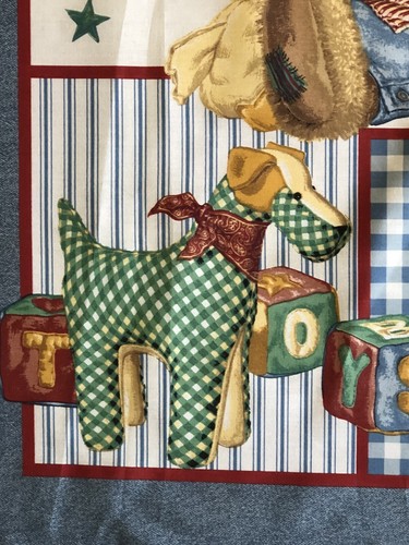 Daisy Kingdom #4482 "Blue Jean Teddy Picture Patch Quilt" Cotton Fabric Panel - Picture 3 of 7