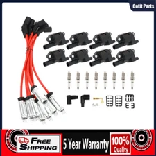 8Pack Ignition Coil and Spark Plug+ Wire For GMC Chevy Silverado 1500 Tahoe 5.3L