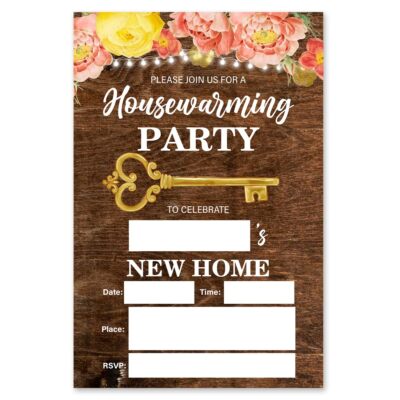 Housewarming Party Invites 20 Cards Farmhouse Floral New Home Fill-in Envelopes